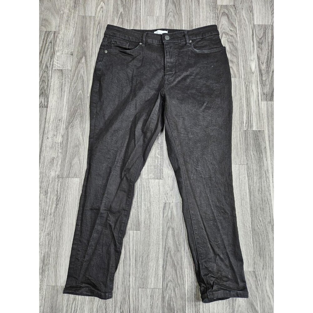 (3/$35) LOFT Jeans Womens 12 / 31 Petite Charcoal Gray Curvy Skinny Denim